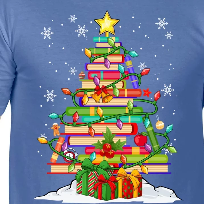 Christmas Library Tree Gift For Librarian And Book Lover Gift Comfort Colors T-Shirt