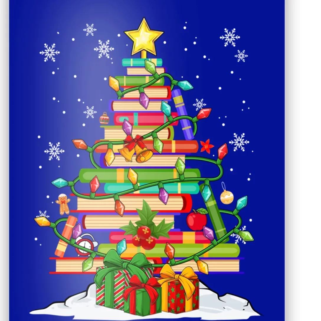 Christmas Library Tree Gift For Librarian And Book Lover Gift Poster