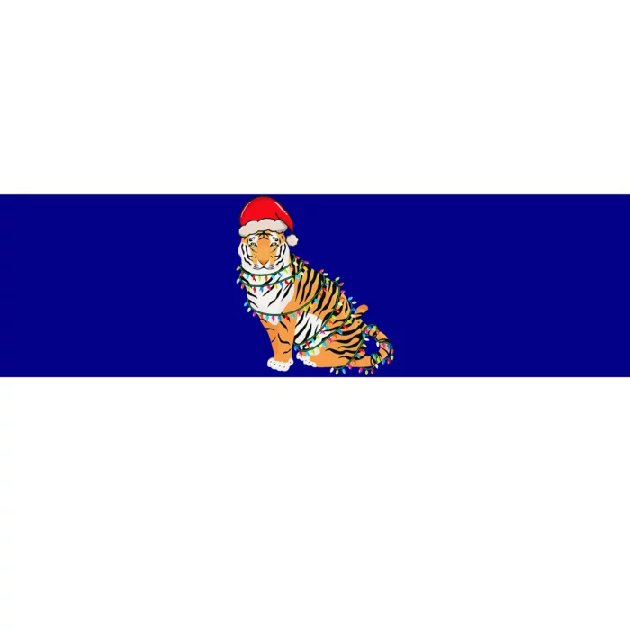 Christmas Lights Tiger Wearing Xmas Hat Tiger Lover Bumper Sticker