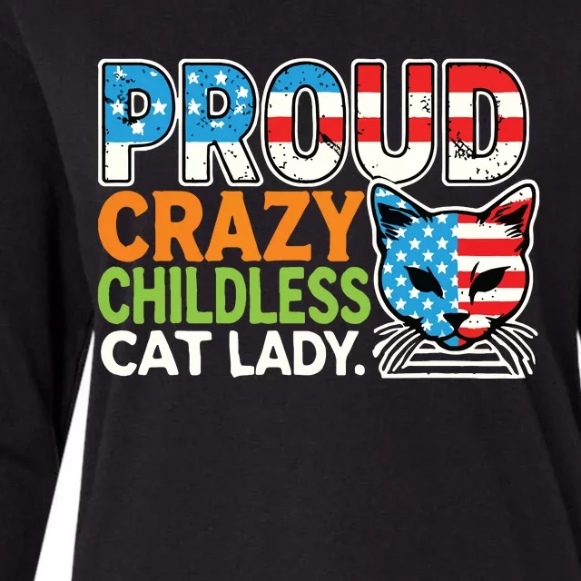 Cats Lover Usa Flag Proud Crazy Childless Womens Cotton Relaxed Long Sleeve T-Shirt