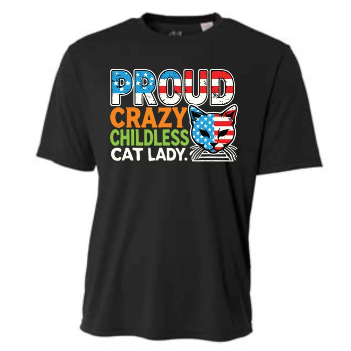 Cats Lover Usa Flag Proud Crazy Childless Cooling Performance Crew T-Shirt