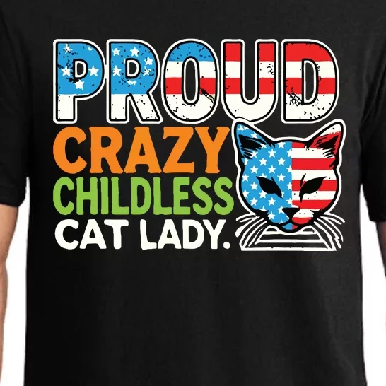 Cats Lover Usa Flag Proud Crazy Childless Pajama Set