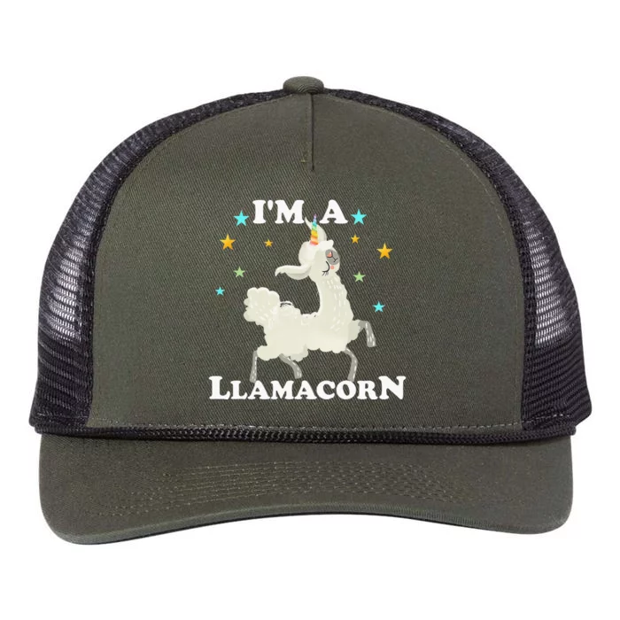 Cute Llama Unicorn - Llamacorn Retro Rope Trucker Hat Cap