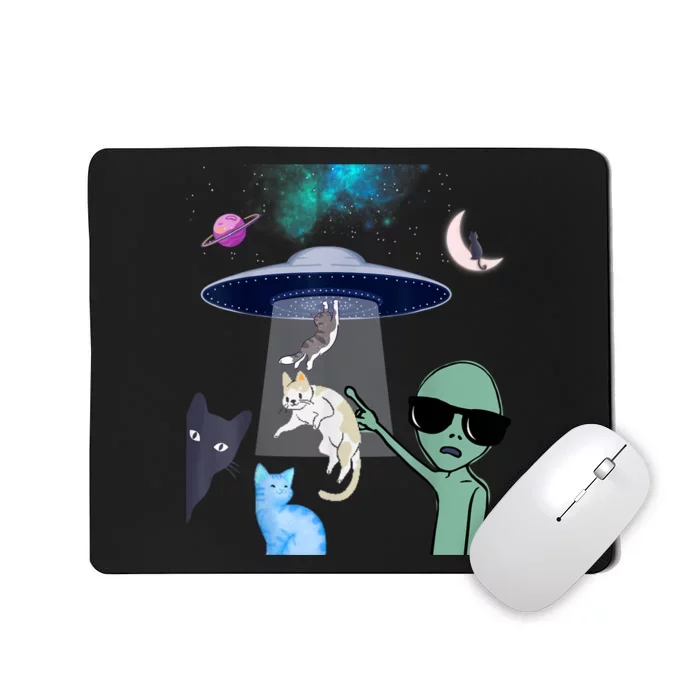 Cat Lovers UFO Space Abduction Of Cats By Aliens Design Mousepad