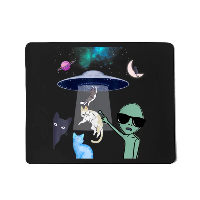 Cat Lovers UFO Space Abduction Of Cats By Aliens Design Mousepad