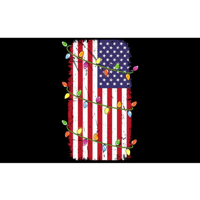 Christmas Lights Usa Flag Patriotic Veteran Christmas Bumper Sticker