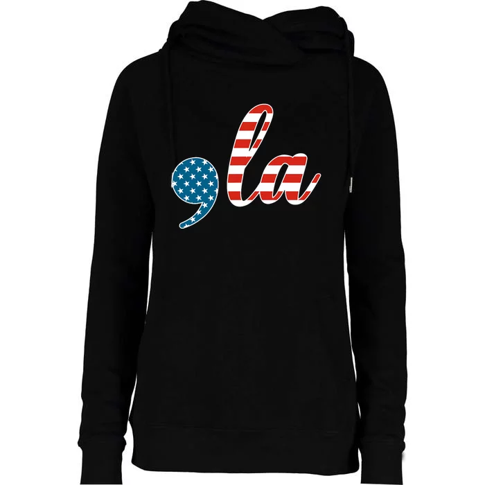 Comma La Usa Flag Womens Funnel Neck Pullover Hood