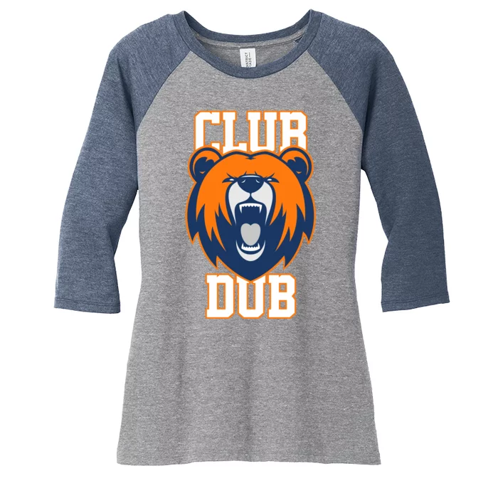 Club Dub Chicago Football Women's Tri-Blend 3/4-Sleeve Raglan Shirt