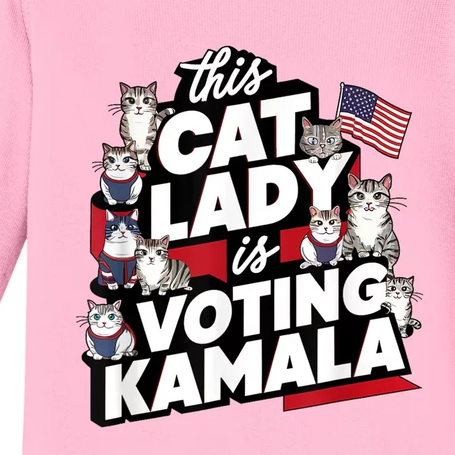 Cat Lady Voting For Kamala Harris 2024 1st Female President Baby Long Sleeve Bodysuit