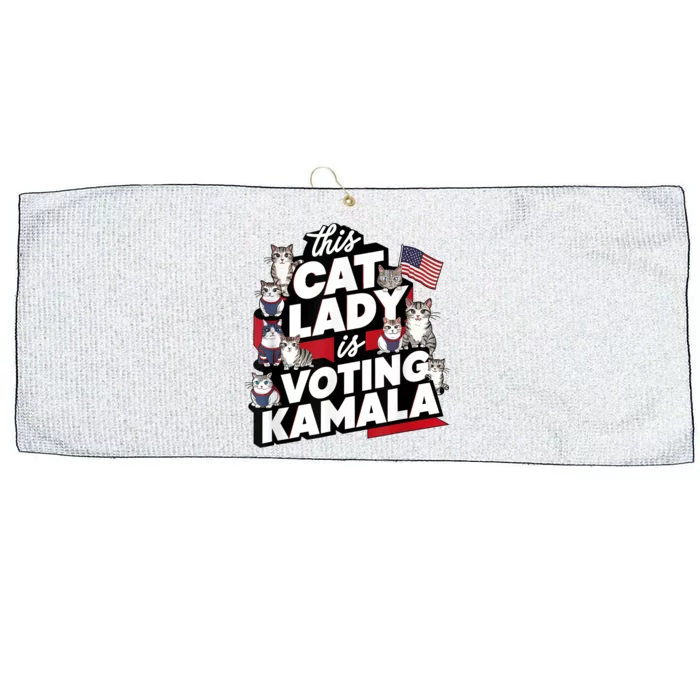 Cat Lady Voting For Kamala Harris 2024 1st Female President Large Microfiber Waffle Golf Towel