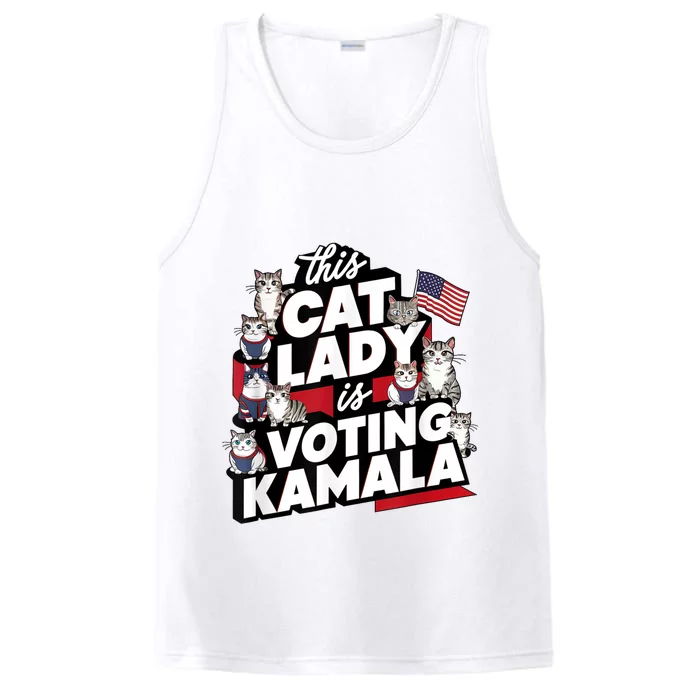 Cat Lady Voting For Kamala Harris 2024 1st Female President Performance Tank