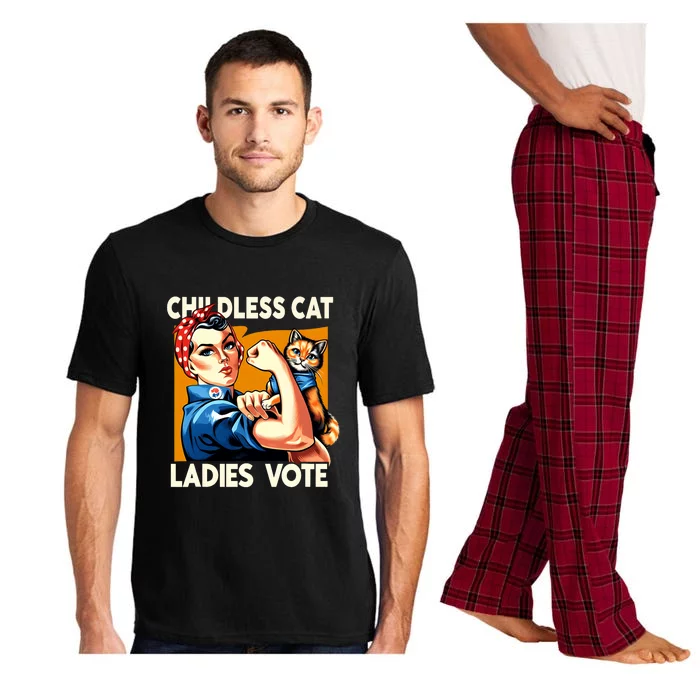 Cat Ladies Vote Childless Cat Ladies Vote Rosie The Riveter Pajama Set