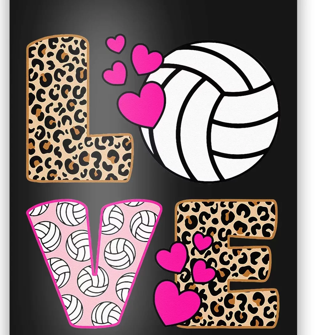 Cute Love Volleyball Leopard Print Women Ladies Volleyball Poster