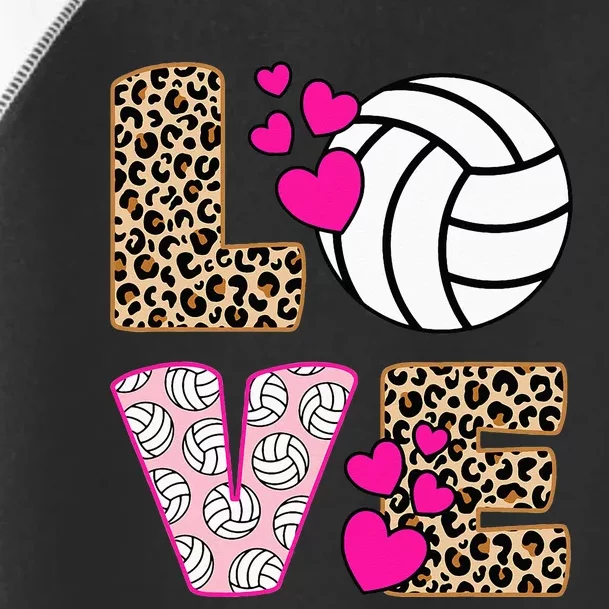 Cute Love Volleyball Leopard Print Women Ladies Volleyball Toddler Fine Jersey T-Shirt