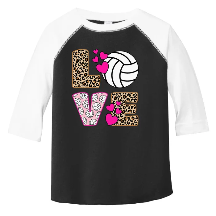 Cute Love Volleyball Leopard Print Women Ladies Volleyball Toddler Fine Jersey T-Shirt