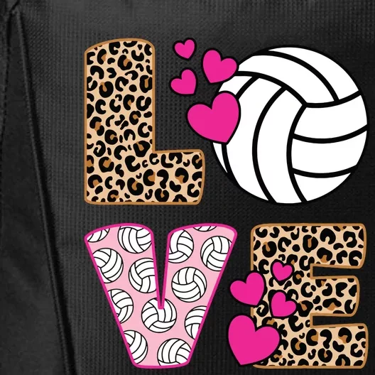 Cute Love Volleyball Leopard Print Ladies Volleyball City Backpack