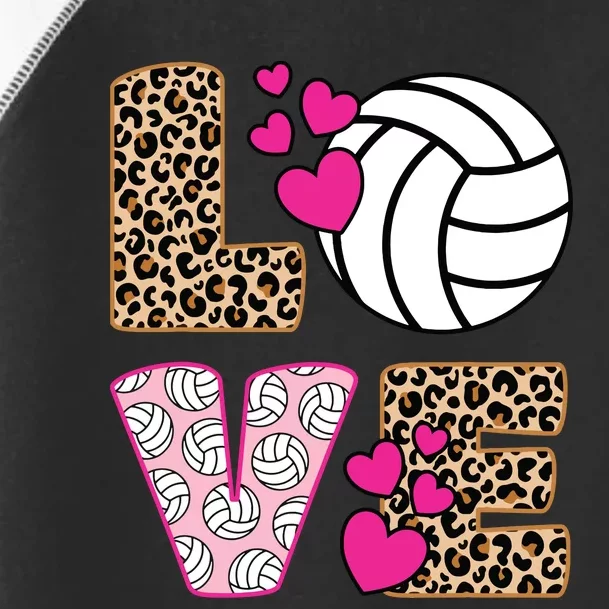 Cute Love Volleyball Leopard Print Ladies Volleyball Toddler Fine Jersey T-Shirt