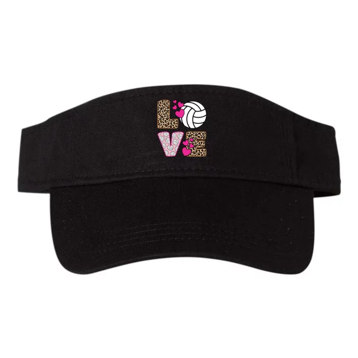 Cute Love Volleyball Leopard Print Ladies Volleyball Valucap Bio-Washed Visor