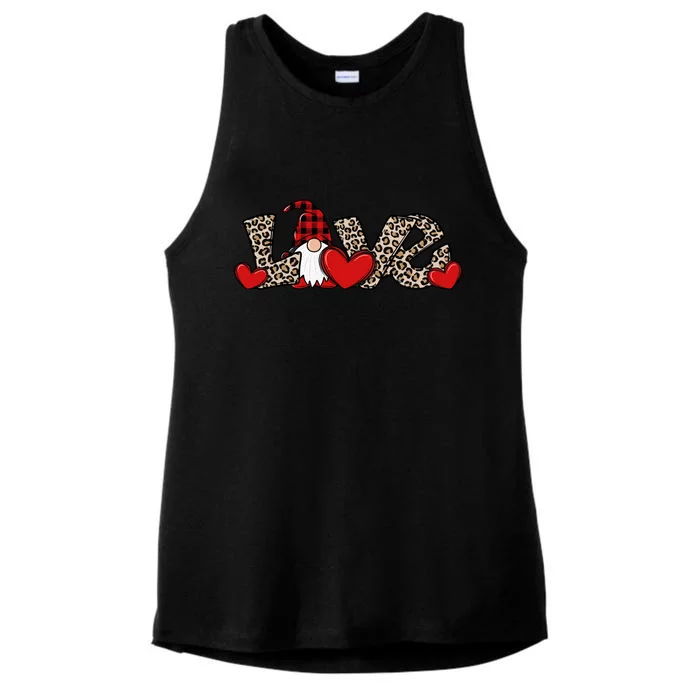 Cute Love Valentines Day Gnome Ladies Tri-Blend Wicking Tank