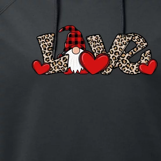 Cute Love Valentines Day Gnome Performance Fleece Hoodie