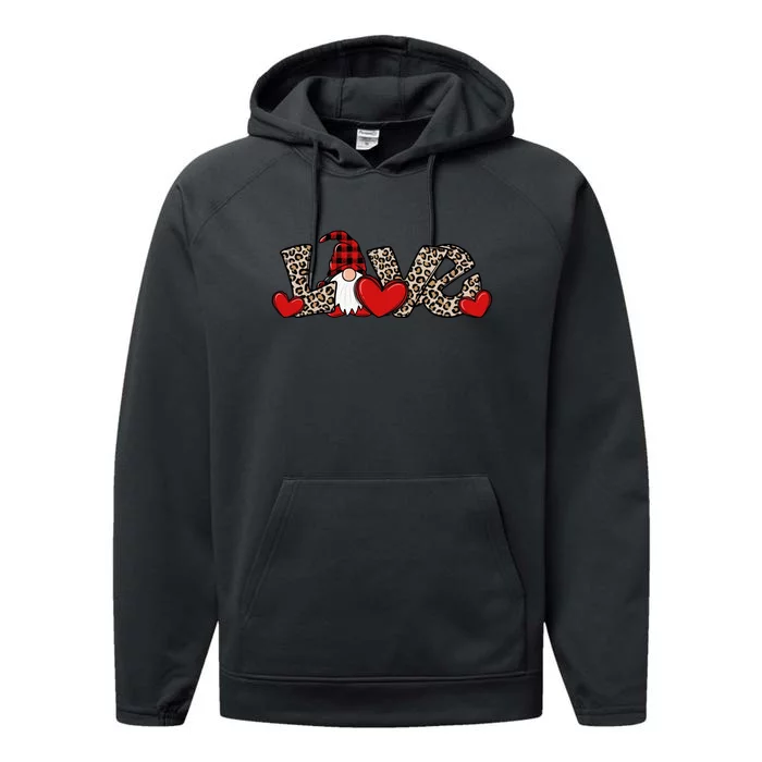 Cute Love Valentines Day Gnome Performance Fleece Hoodie