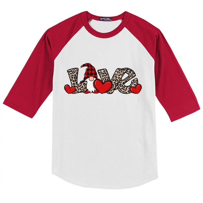 Cute Love Valentines Day Gnome Kids Colorblock Raglan Jersey