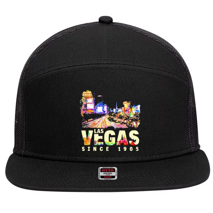 Colorful Las Vegas Nevada Las Vegas Since 1905 Trip Travel 7 Panel Mesh Trucker Snapback Hat