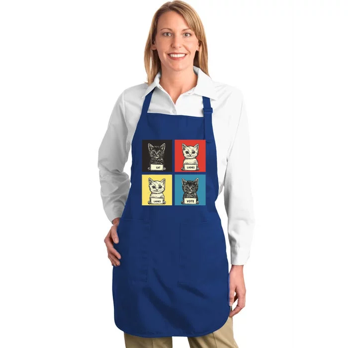 Cat Ladies Vote Fun Election Theme Cute Kittens Full-Length Apron With Pocket