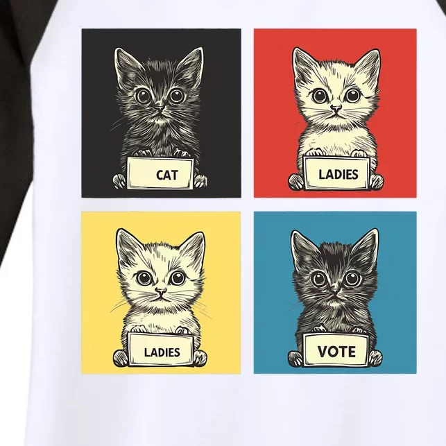 Cat Ladies Vote Fun Election Theme Cute Kittens Women's Tri-Blend 3/4-Sleeve Raglan Shirt