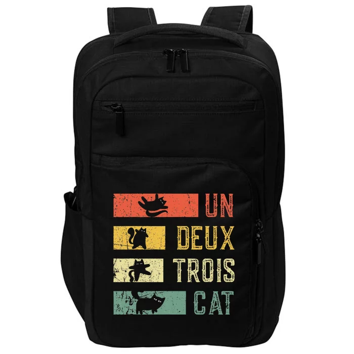 Cat Lovers Vintage Retro Un Deux Trois Cat French Impact Tech Backpack