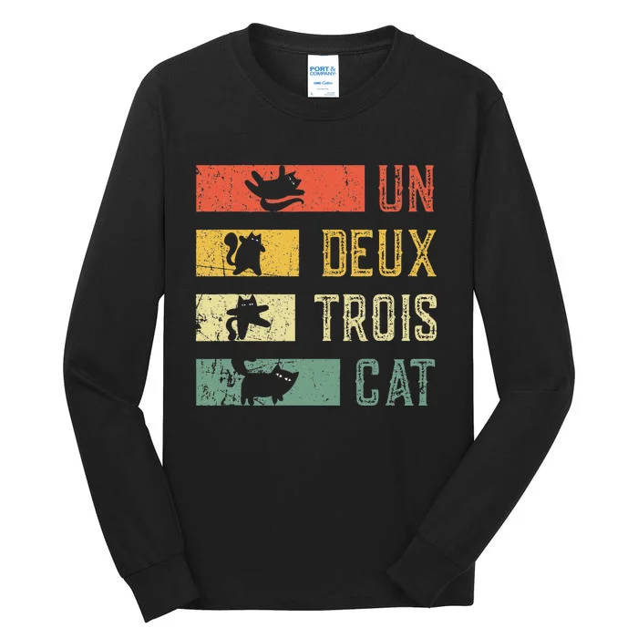 Cat Lovers Vintage Retro Un Deux Trois Cat French Tall Long Sleeve T-Shirt