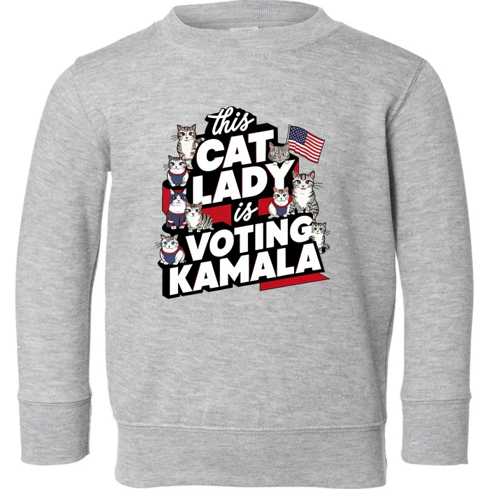 Cat Lady Voting For Kamala Harris 2024 1st Female President Toddler Sweatshirt