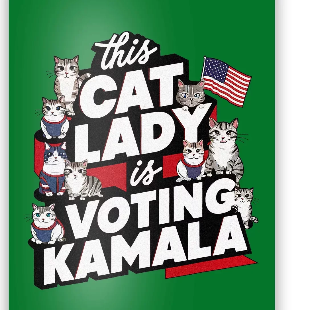 Cat Lady Voting For Kamala Harris 2024 1st Female President Gift Poster