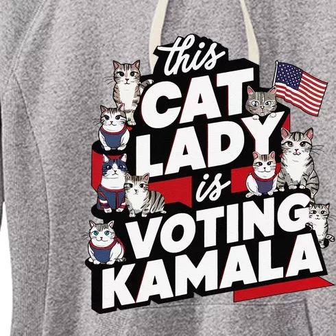 Cat Lady Voting For Kamala Harris 2024 1st Female President Gift Women's Fleece Hoodie