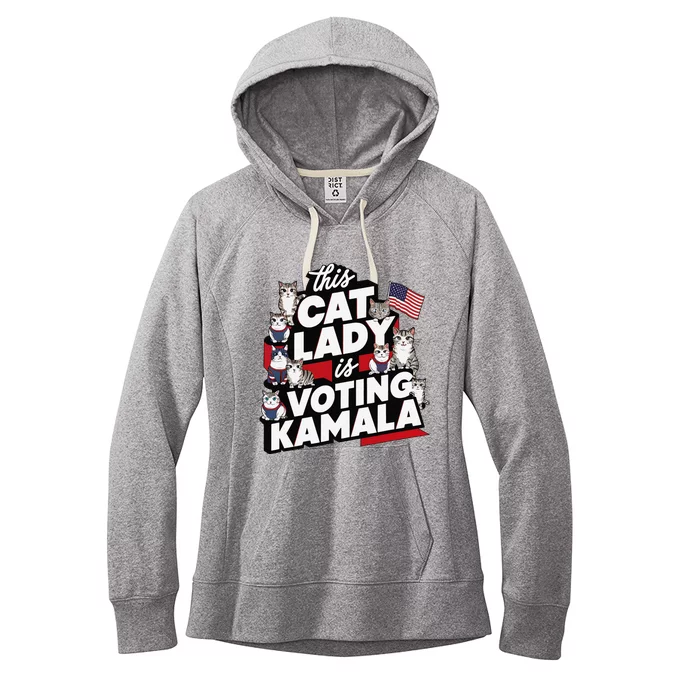 Cat Lady Voting For Kamala Harris 2024 1st Female President Gift Women's Fleece Hoodie