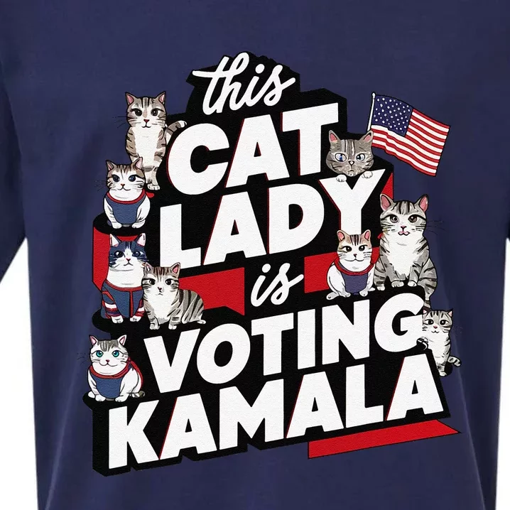 Cat Lady Voting For Kamala Harris 2024 1st Female President Gift Sueded Cloud Jersey T-Shirt