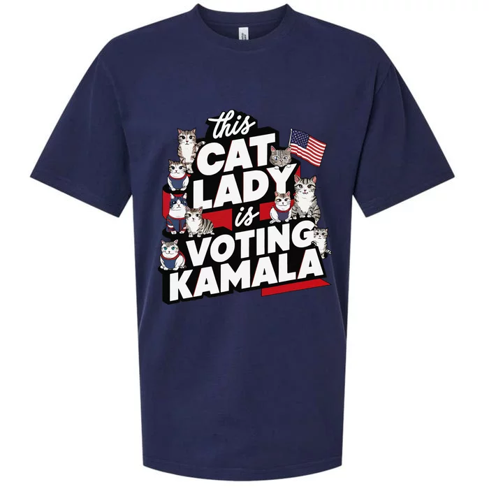 Cat Lady Voting For Kamala Harris 2024 1st Female President Gift Sueded Cloud Jersey T-Shirt