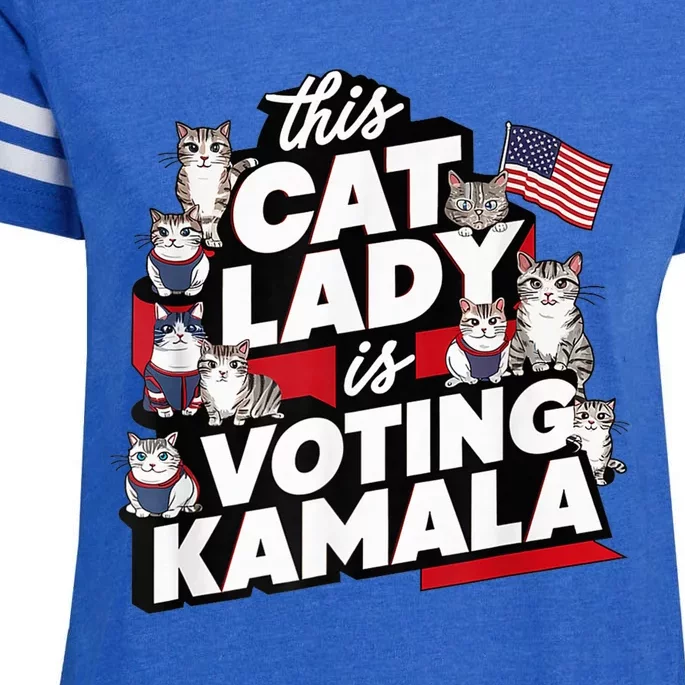 Cat Lady Voting For Kamala Harris 2024 1st Female President Enza Ladies Jersey Football T-Shirt