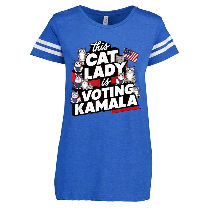 Cat Lady Voting For Kamala Harris 2024 1st Female President Enza Ladies Jersey Football T-Shirt