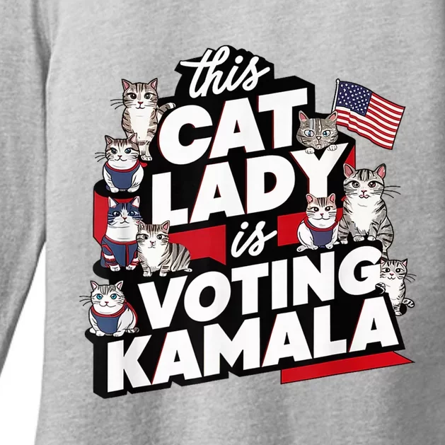 Cat Lady Voting For Kamala Harris 2024 1st Female President Womens CVC Long Sleeve Shirt