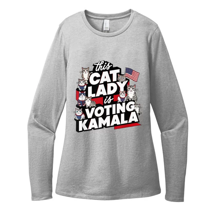 Cat Lady Voting For Kamala Harris 2024 1st Female President Womens CVC Long Sleeve Shirt