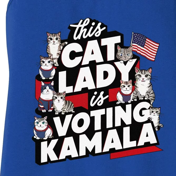 Cat Lady Voting For Kamala Harris 2024 1st Female President Women's Racerback Tank