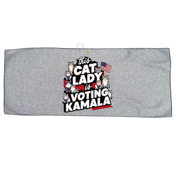 Cat Lady Voting For Kamala Harris 2024 1st Female President Large Microfiber Waffle Golf Towel