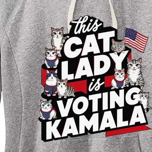 Cat Lady Voting For Kamala Harris 2024 1st Female President Women's Fleece Hoodie