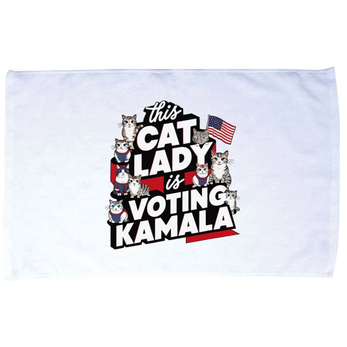 Cat Lady Voting For Kamala Harris 2024 1st Female President Microfiber Hand Towel