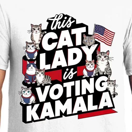 Cat Lady Voting For Kamala Harris 2024 1st Female President Pajama Set