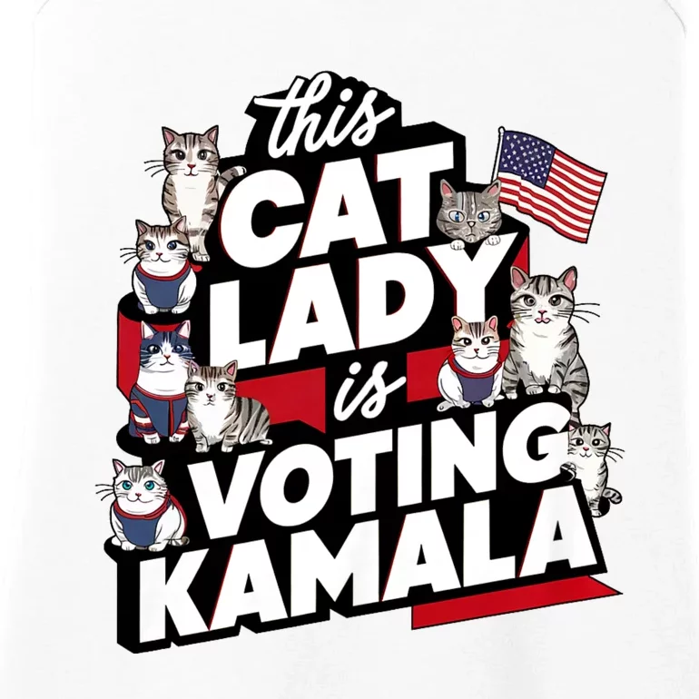 Cat Lady Voting For Kamala Harris 2024 1st Female President Ladies Essential Tank