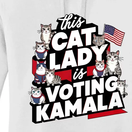 Cat Lady Voting For Kamala Harris 2024 1st Female President Women's Pullover Hoodie