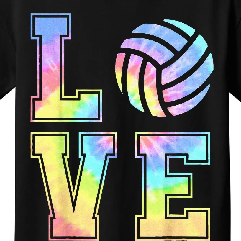 Cute Love Volleyball Tie Dye Volleyball Gift Kids T-Shirt