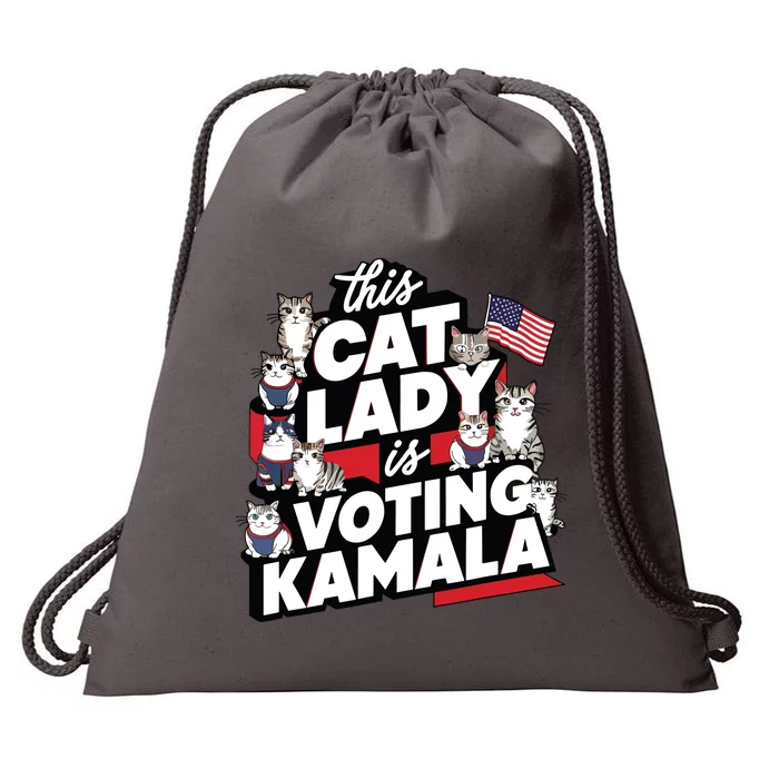 Cat Lady Voting For Kamala Harris 2024 1st Female President Drawstring Bag